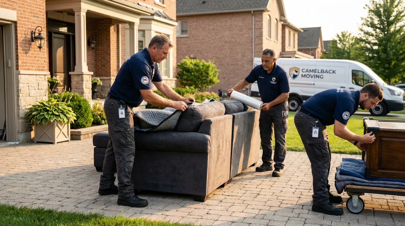 Large estate moving crew wrapping furniture in Mebane, NC