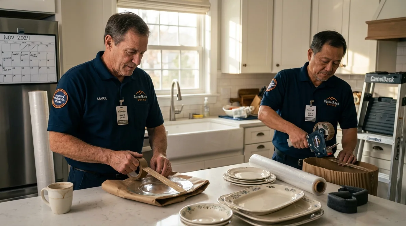 Professional crew packing kitchen dishware in Mebane, NC